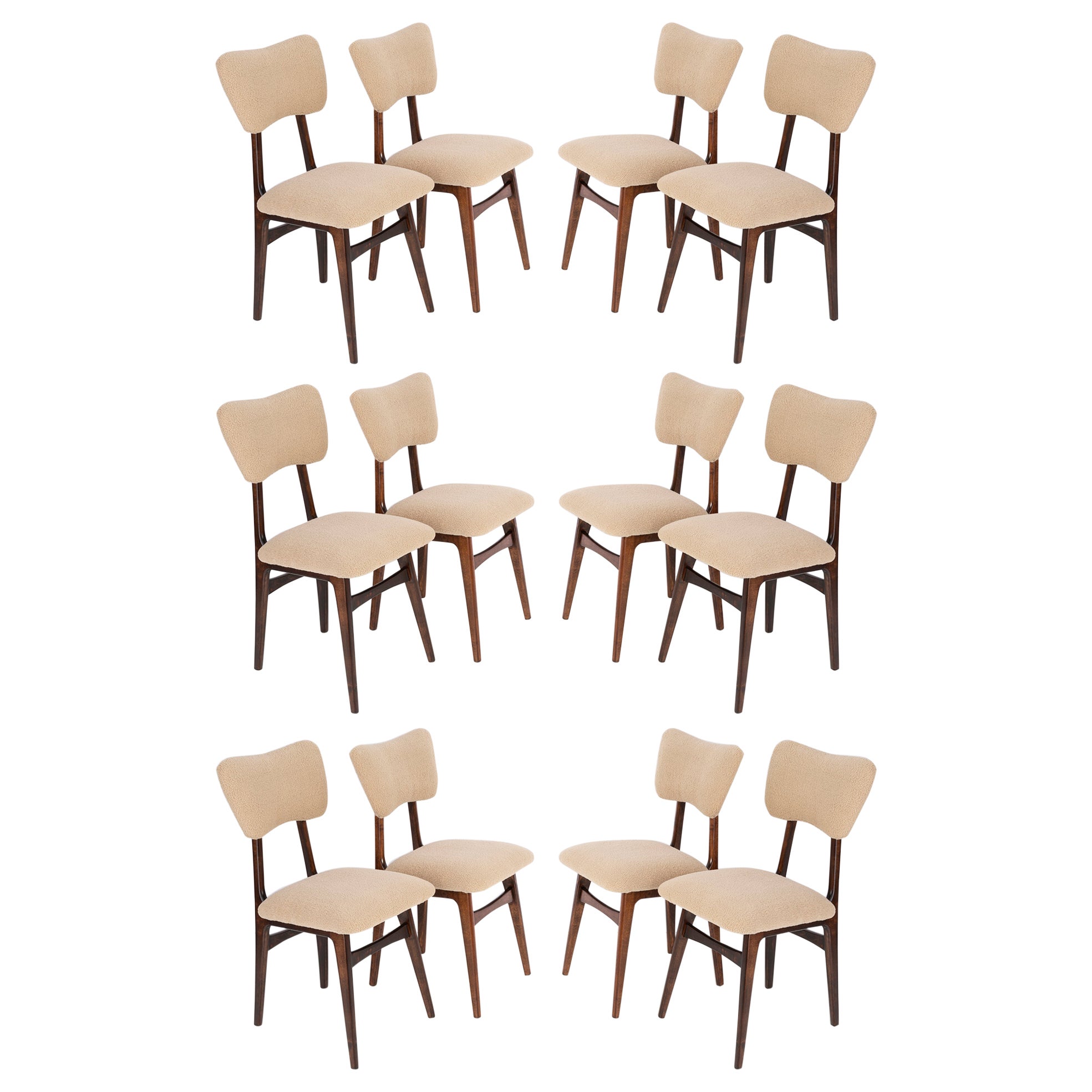 Ensemble de douze chaises bouclées camel du 20ème siècle, années 1960 en vente
