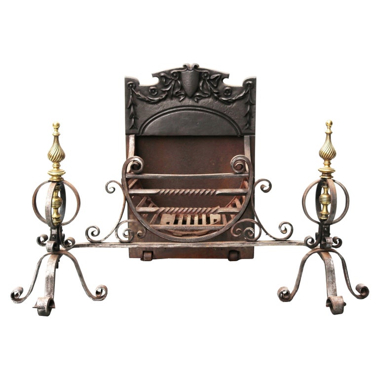 Wrought Iron Victorian Fire Basket For Sale at 1stDibs