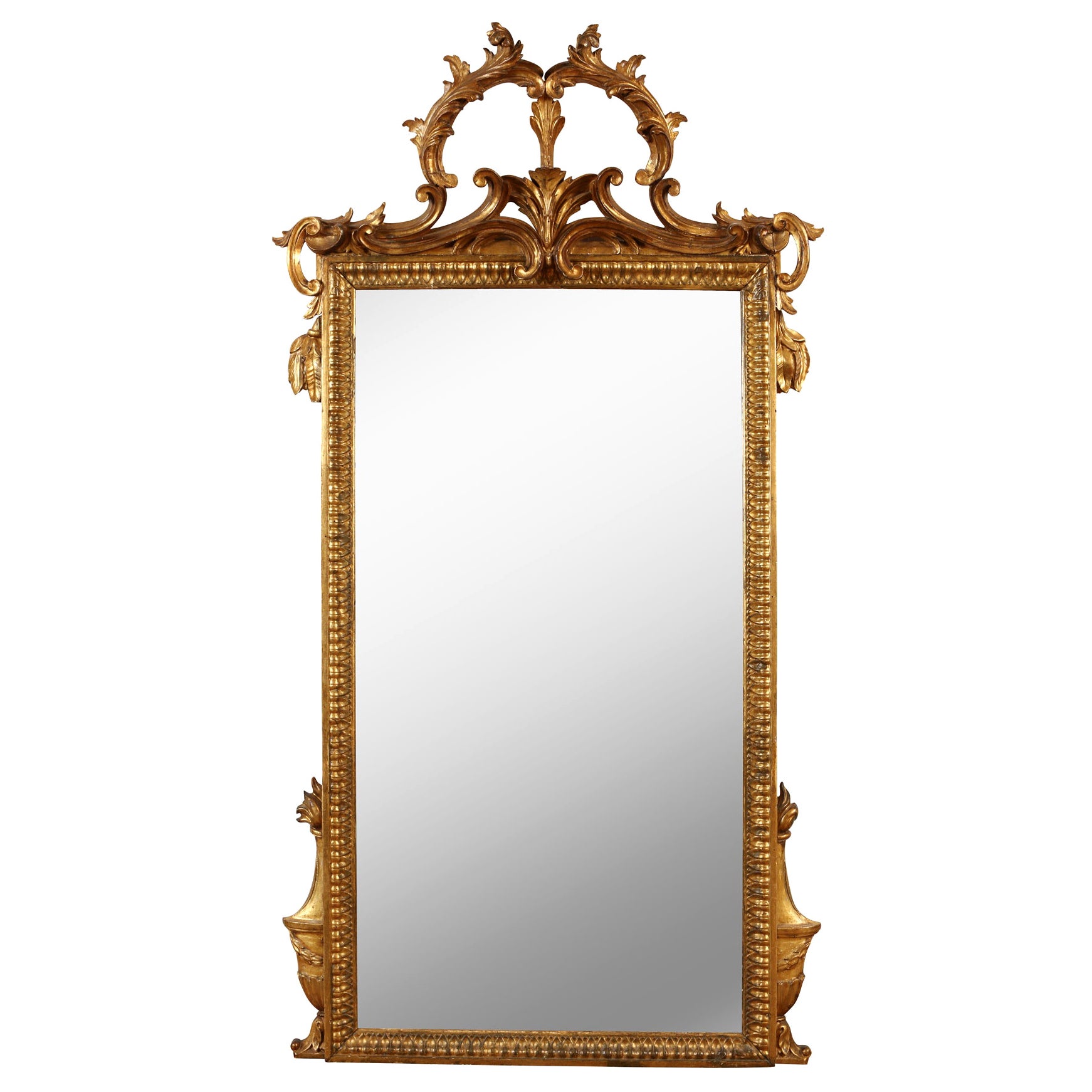 Italian Giltwood Carved Mirror For Sale