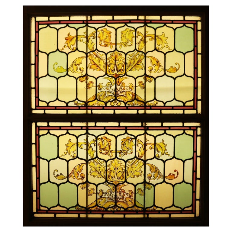 Two Stained Glass Victorian Windows For Sale at 1stDibs