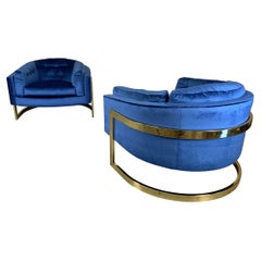 Vintage Jules Heumann for Metropolitan Cantilever Brass Lounge Chairs