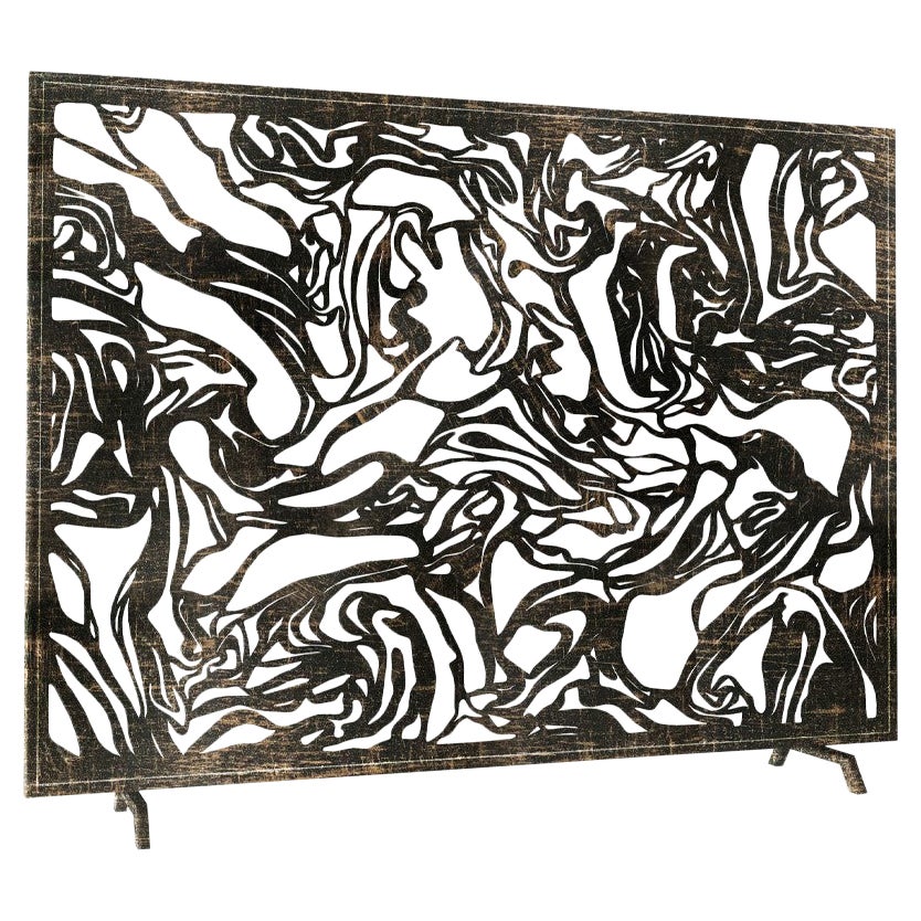 Marmol Fireplace Screen in Gold Rubbed Black For Sale