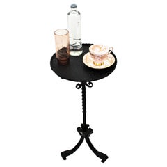 Spanish Drinks Table / End Table in Black Wrought Iron, 1960s