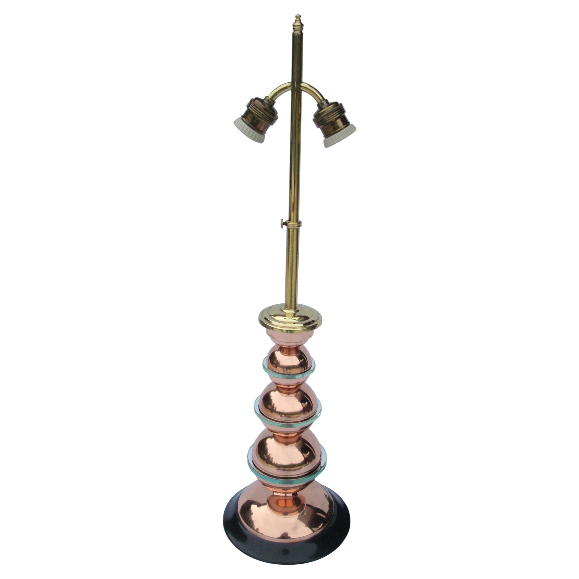 Art Deco Copper and Glass Table Lamp 1940´s For Sale