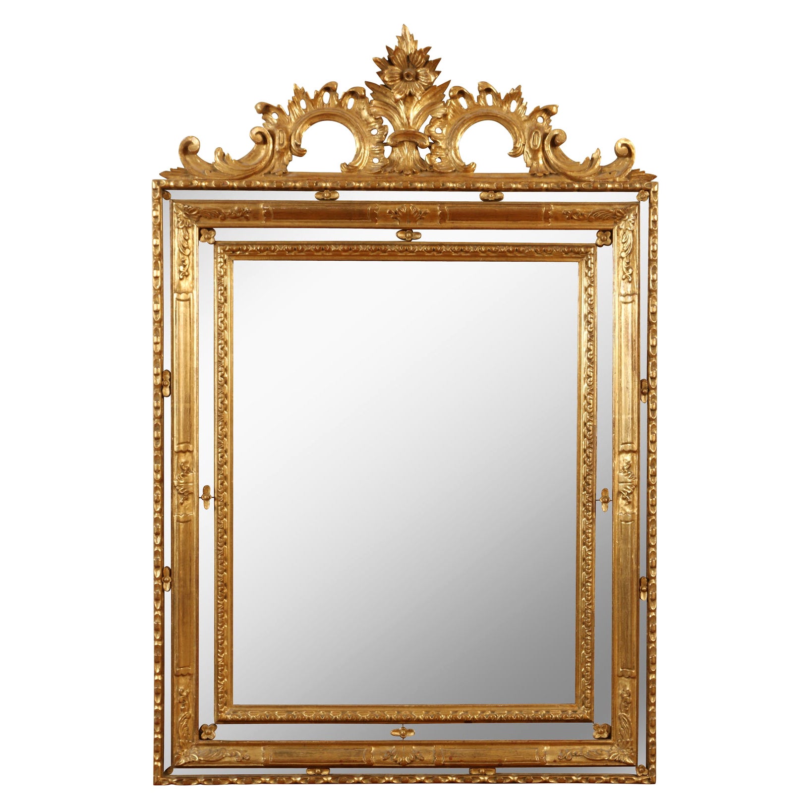 Vergoldeter Giltwood-Spiegel im Regence-Stil mit drei Rahmen im Angebot