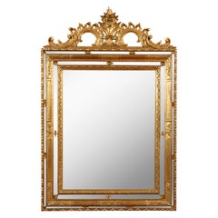 Miroir à Triple Cadre en Bois Doré de Style Régence