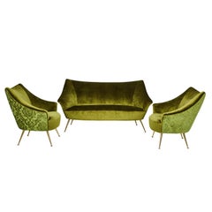 An Italian Seating Group Loveseat and Two Chairs