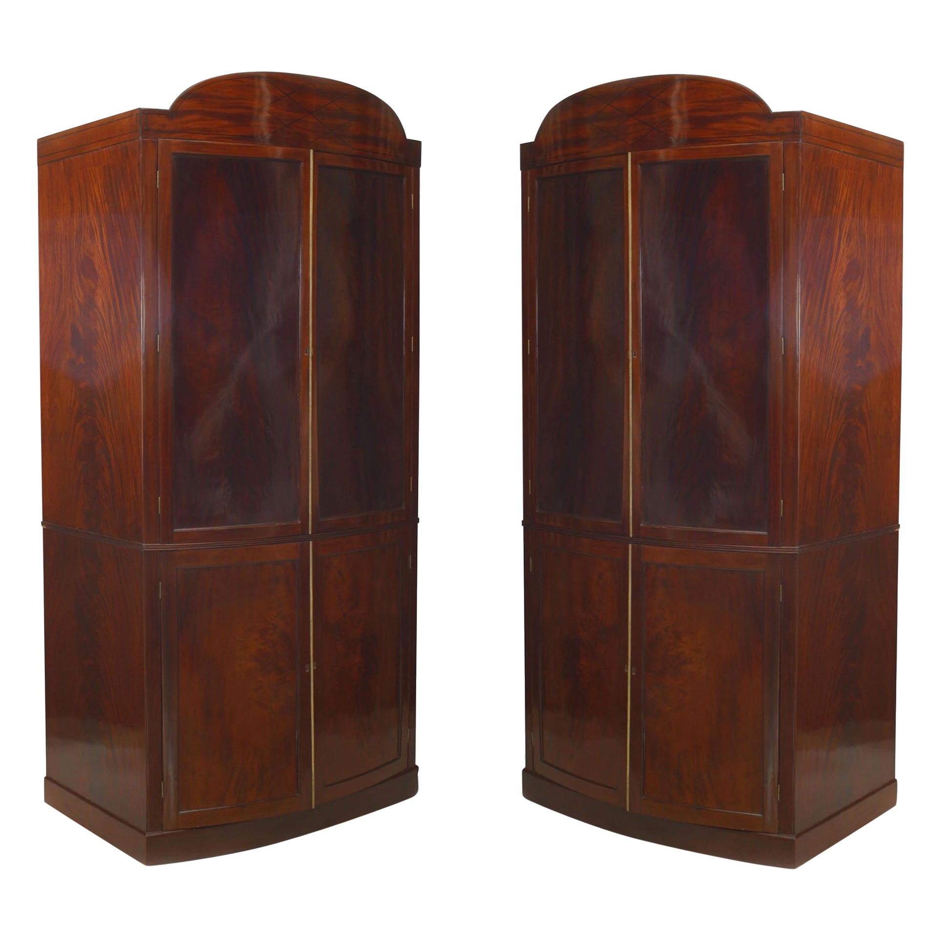 Pair of English Regency Mahogany Cabinets For Sale