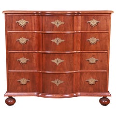 Retro Baker Furniture Georgian Walnut Bow Front Commode or Chest or Drawers