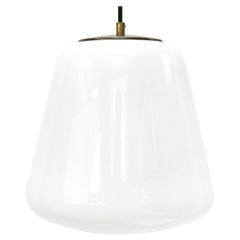 White Opaline Milk Glass Vintage Industrial Pendant Lights by Philips