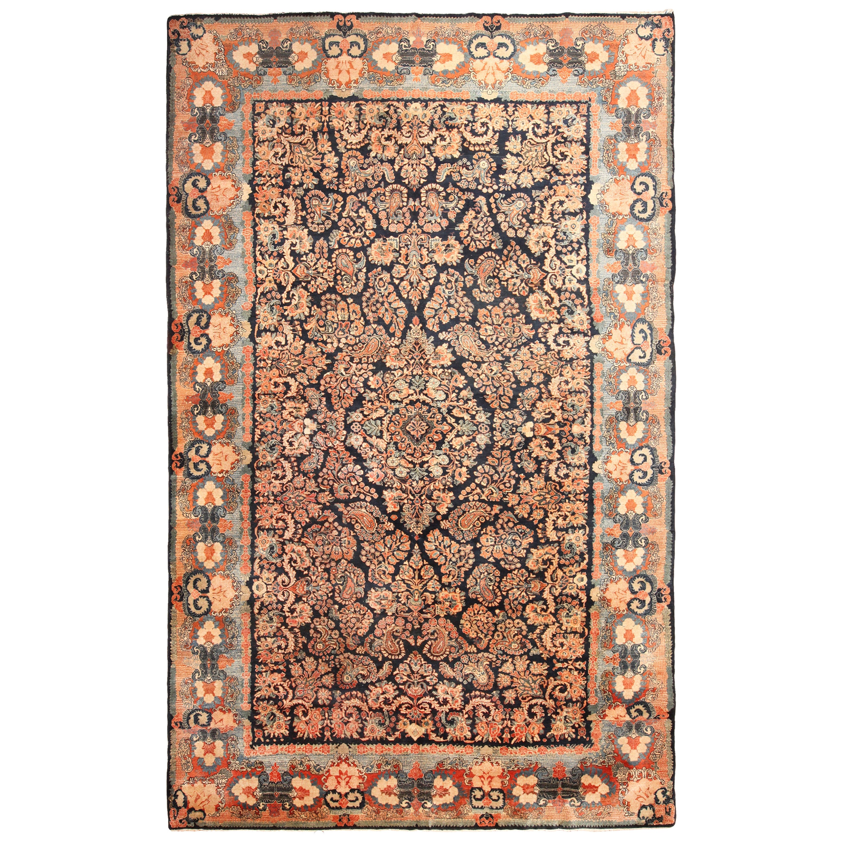 Nazmiyal Collection Floral Antique Persian Sarouk Rug. 10 ft x 17 ft