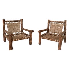 Pair of Naive Mid-Century Sea Grass Woven Armchairs '2'