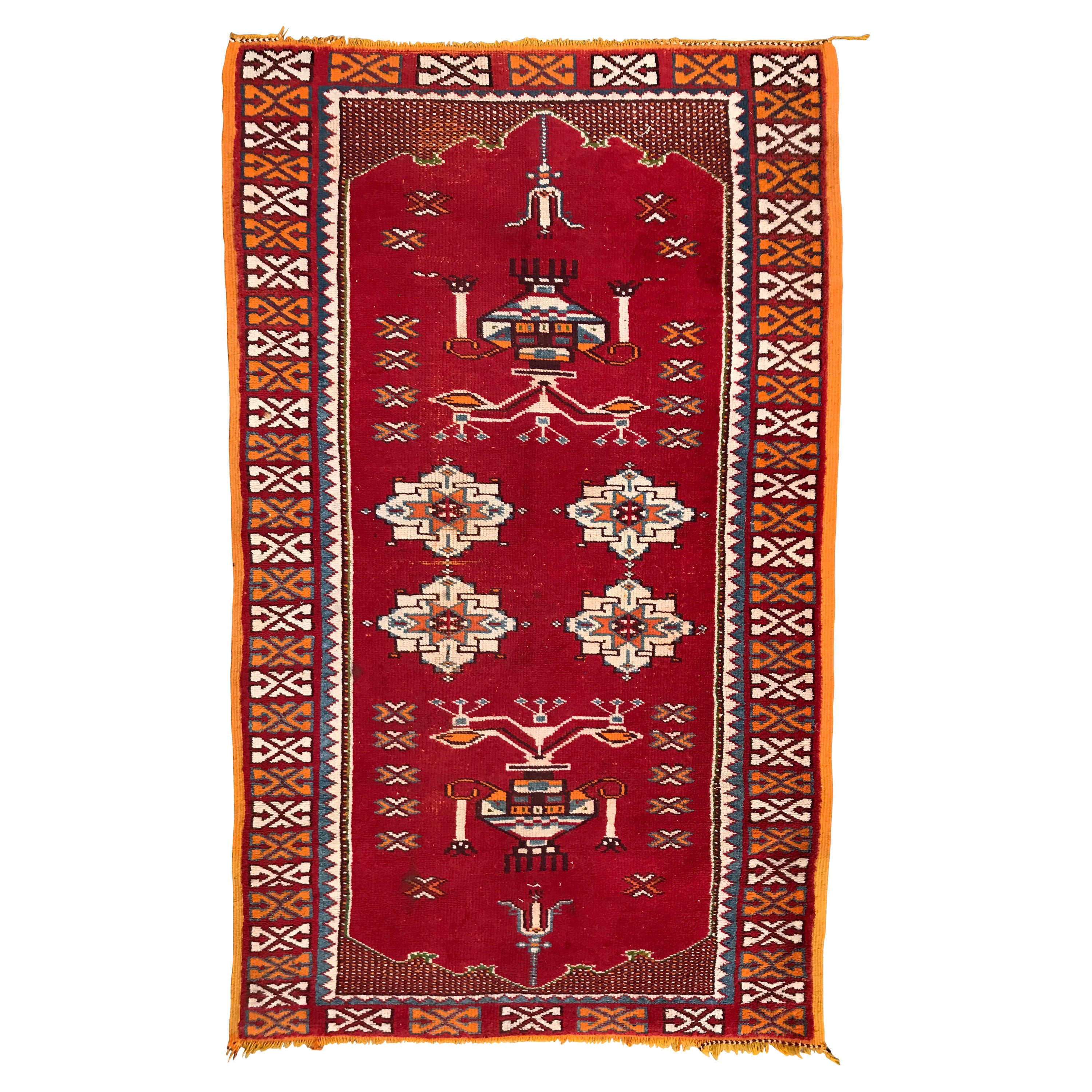 Bobyrug’s Pretty Vintage Moroccan Tribal Rug For Sale