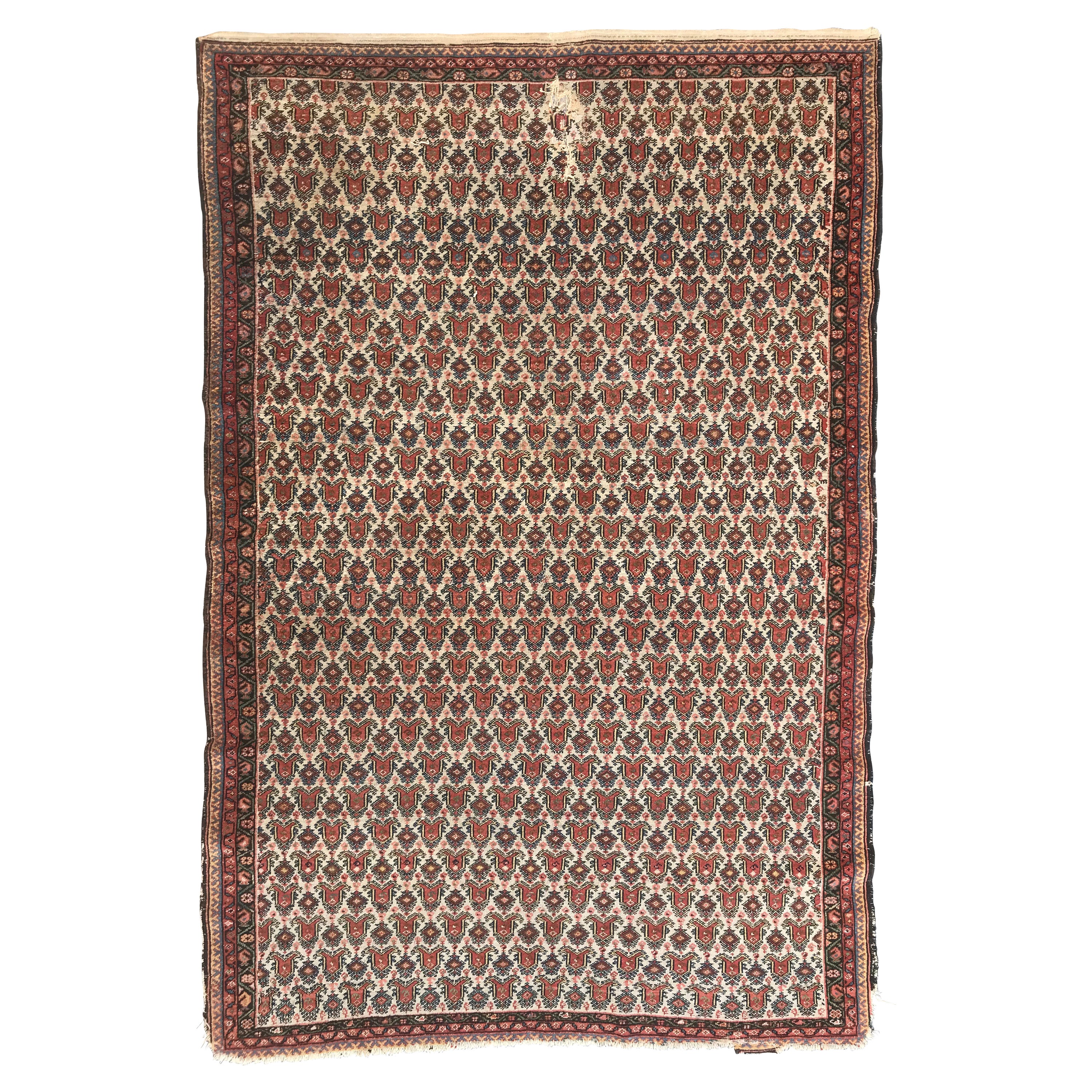 Bobyrug’s Beautiful Antique Decorative Kurdish Malayer Rug For Sale