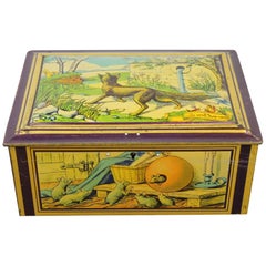 Antique Tin with Animals by De Wulf Brussels, Belgium, 1940s