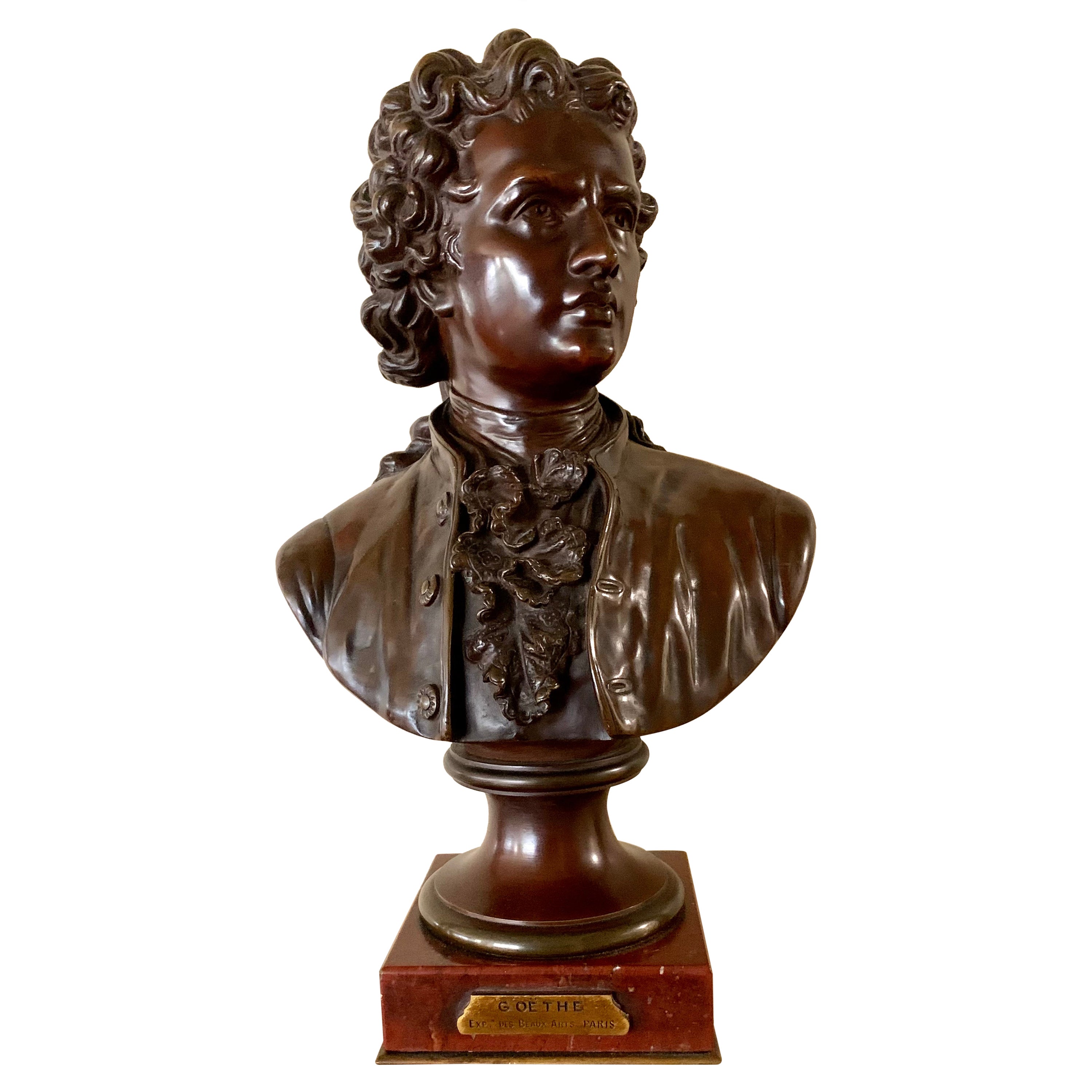 Antique Emile Pinedo Exposition des Beaux Arts Paris Bronze Bust of Goethe