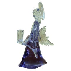 Purple Murano Angel Italian Art Glass Candleholder Sculpture
