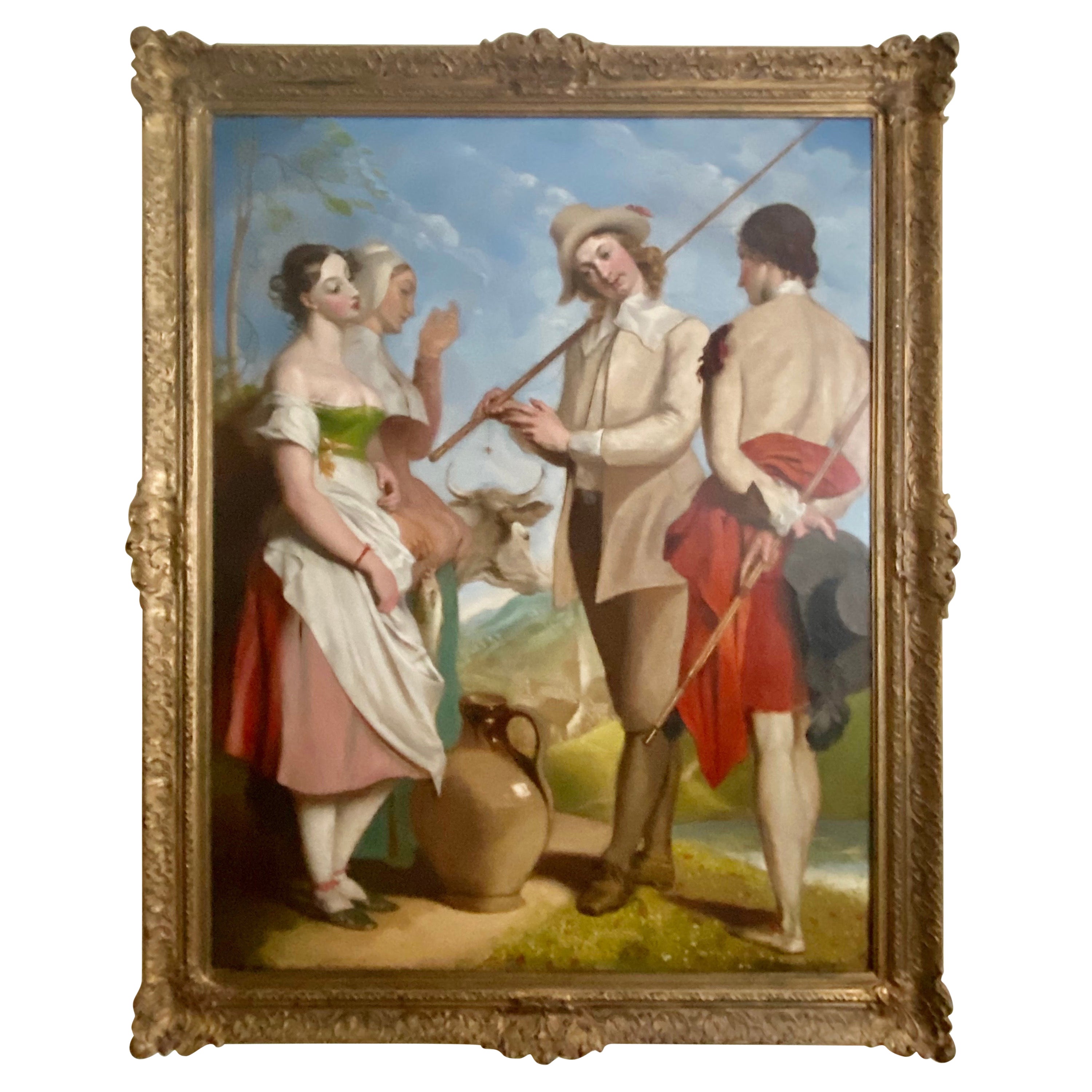 Huge Early 19th Century Oil on Canvas Painting