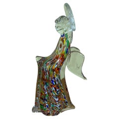 Multicolour Murano Angel Figurine Italian Art Glass Sculpture