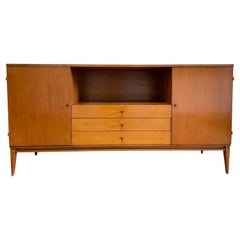 Midcentury Paul McCobb 3 Drawer Cabinet Dresser Credenza Tobacco Maple Brass