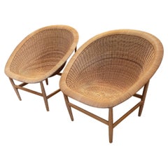 Pair of Danish Modern Nanna Ditzel Iconic Basket Chairs, 1950s