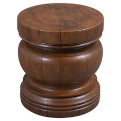 Vintage Carved Drum Side Table