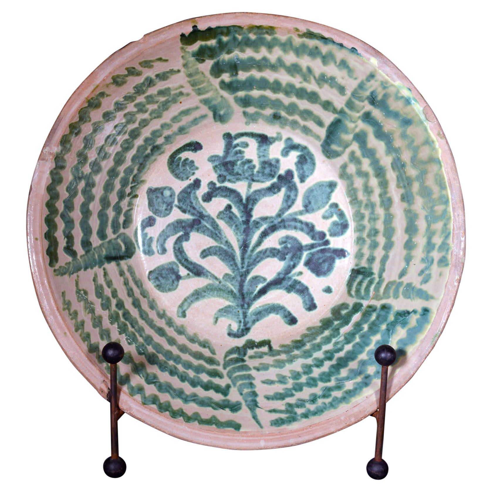Spanish Tin-Glazed Earthenware Pottery Oversized Basin or Lebrillo