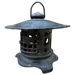 Vintage Cast Iron Asian Style Lantern with Handle