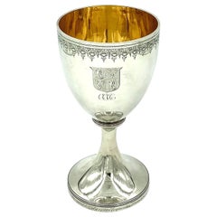 George III Armorial 18th Century English Sterling Silver Chalice John Emes, 1799