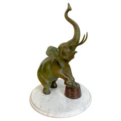 Austrian Art Deco Polychromed Bronze Performing Elephant 