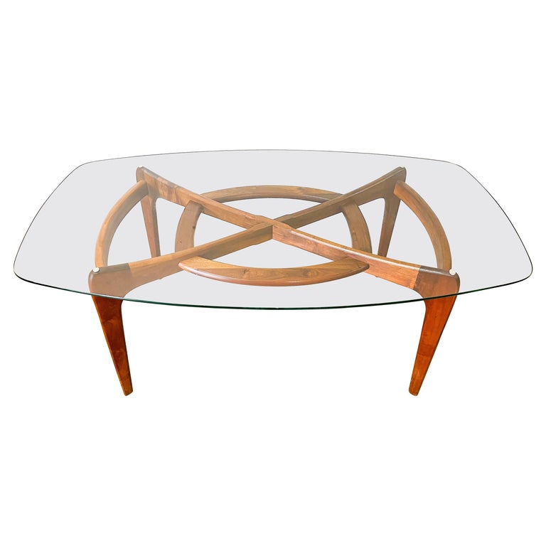 Adrian Pearsall Walnut and Glass Dining Table