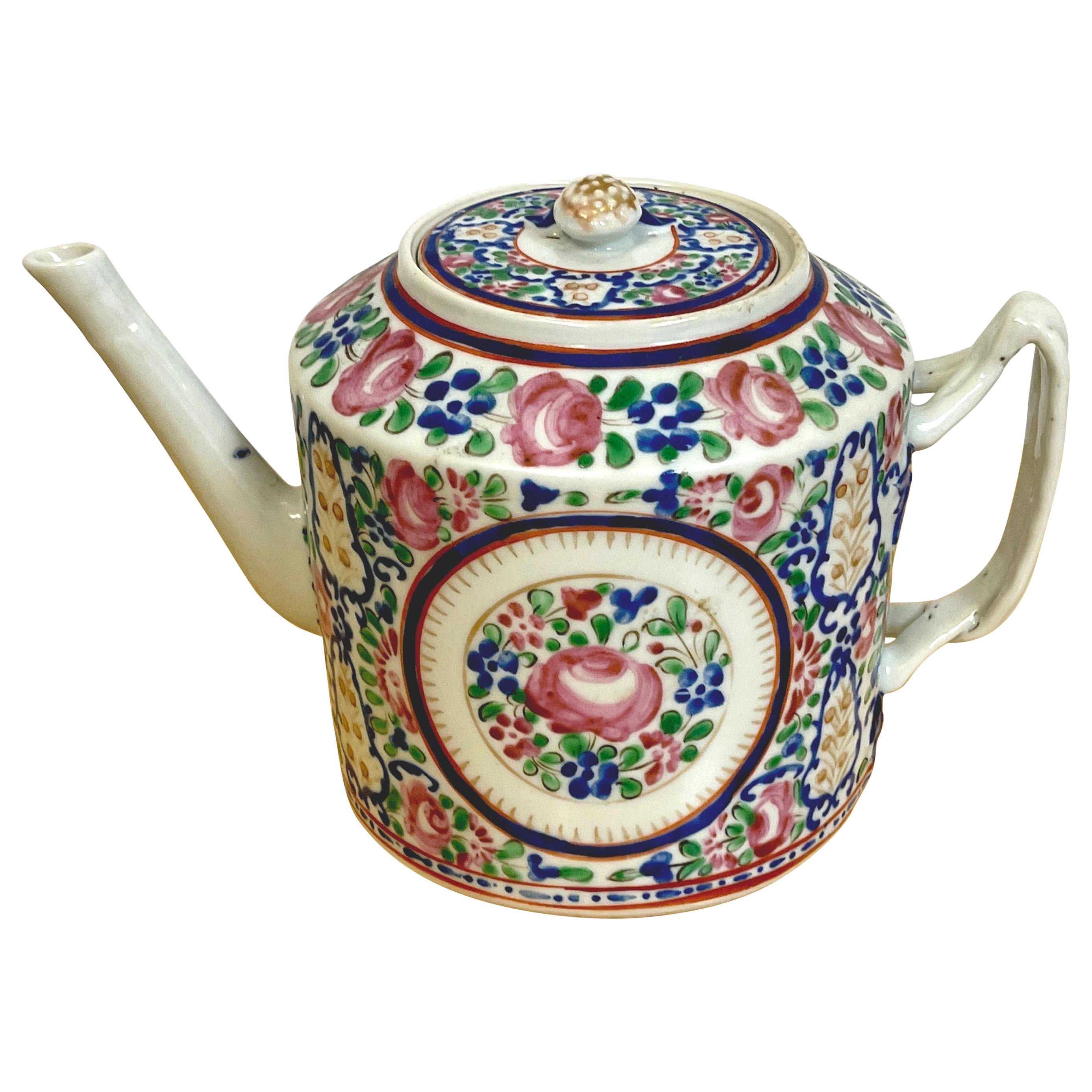 18th C Chinese Export Famille Rose Tea Pot, in the French Taste For Sale