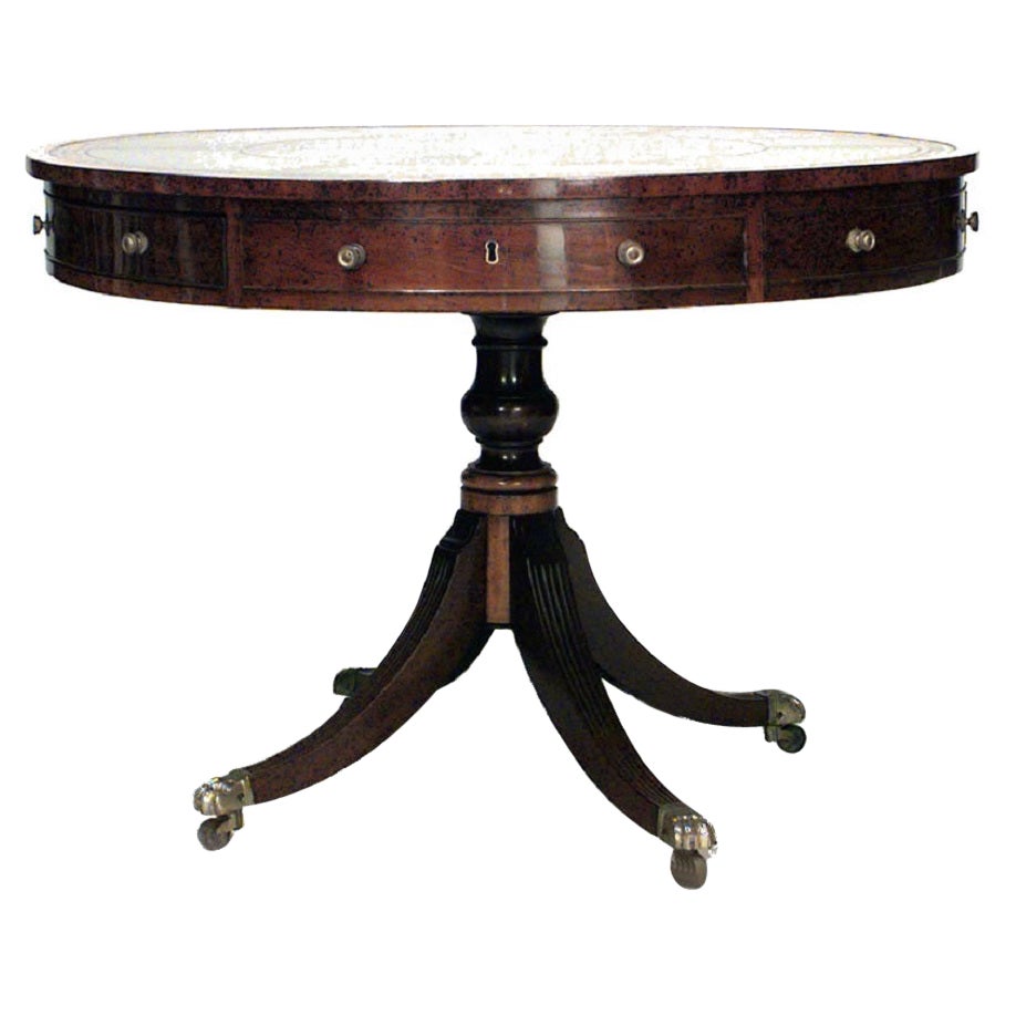 English George III Green Leather Center Table