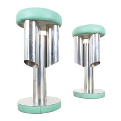 Bar Stools Midcentury Rocket Stools from Aluminum and Leather, Italy