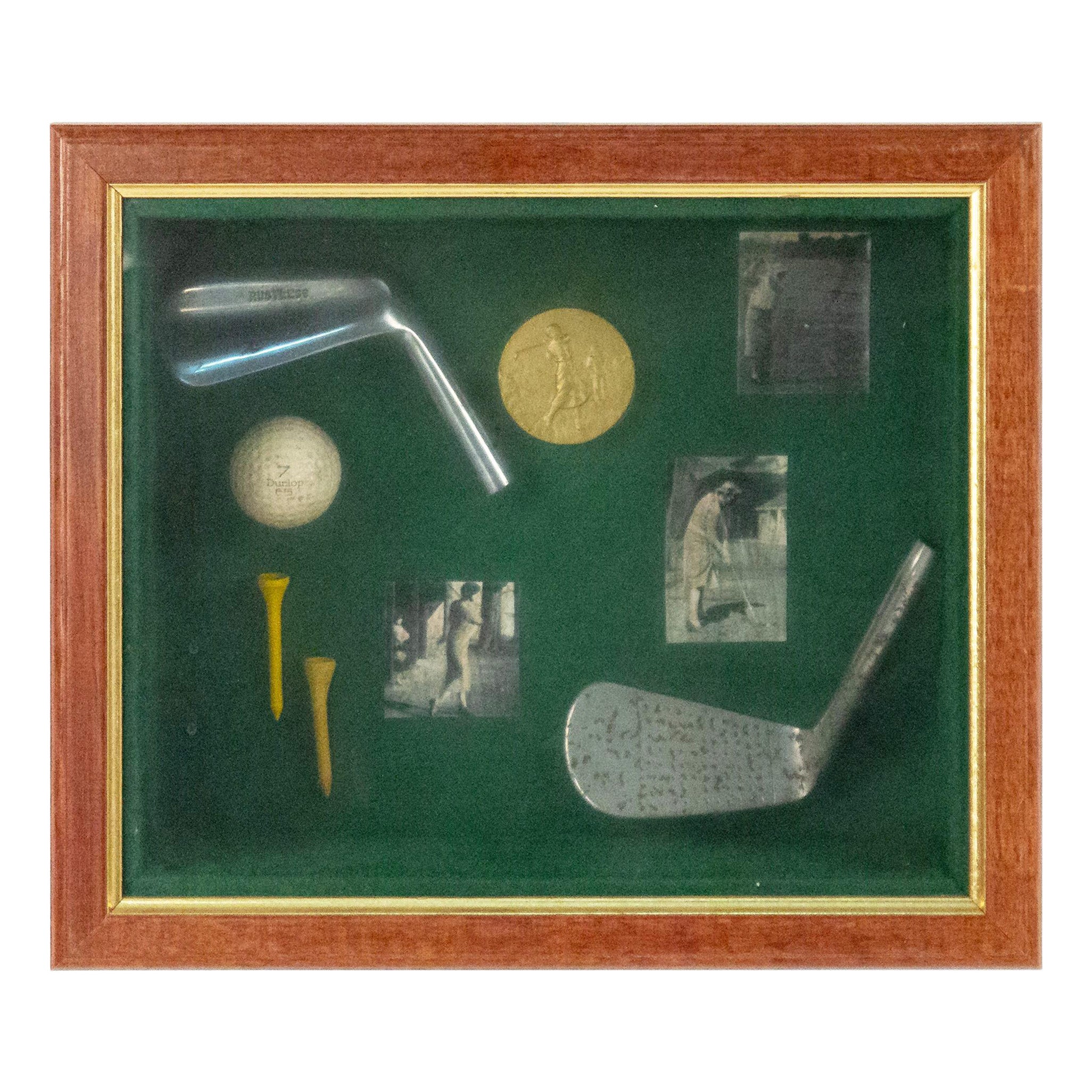 20th Century Assemblage English Golf Display Case Wall Plaque For Sale