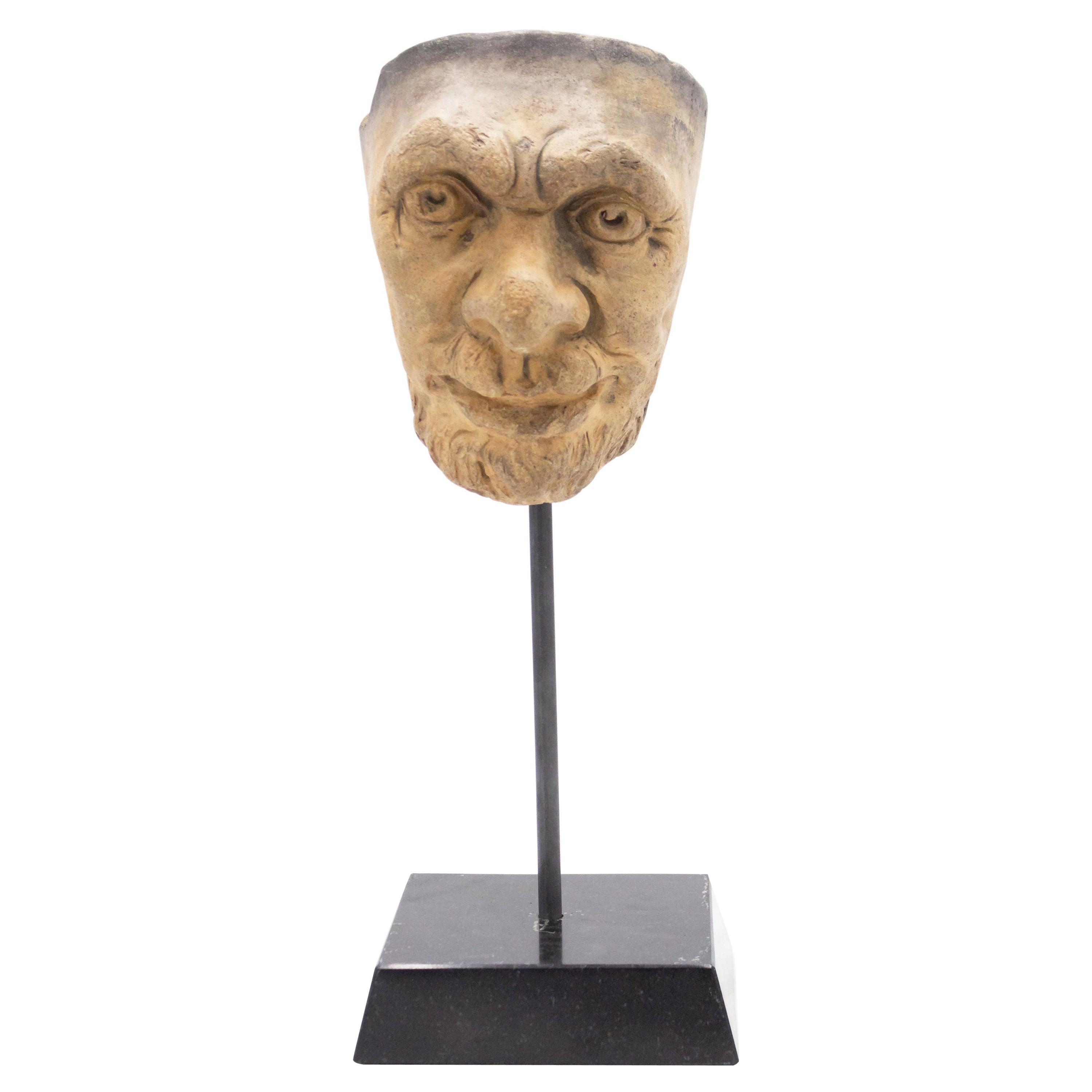 Continental German Terra-Cotta Mask For Sale