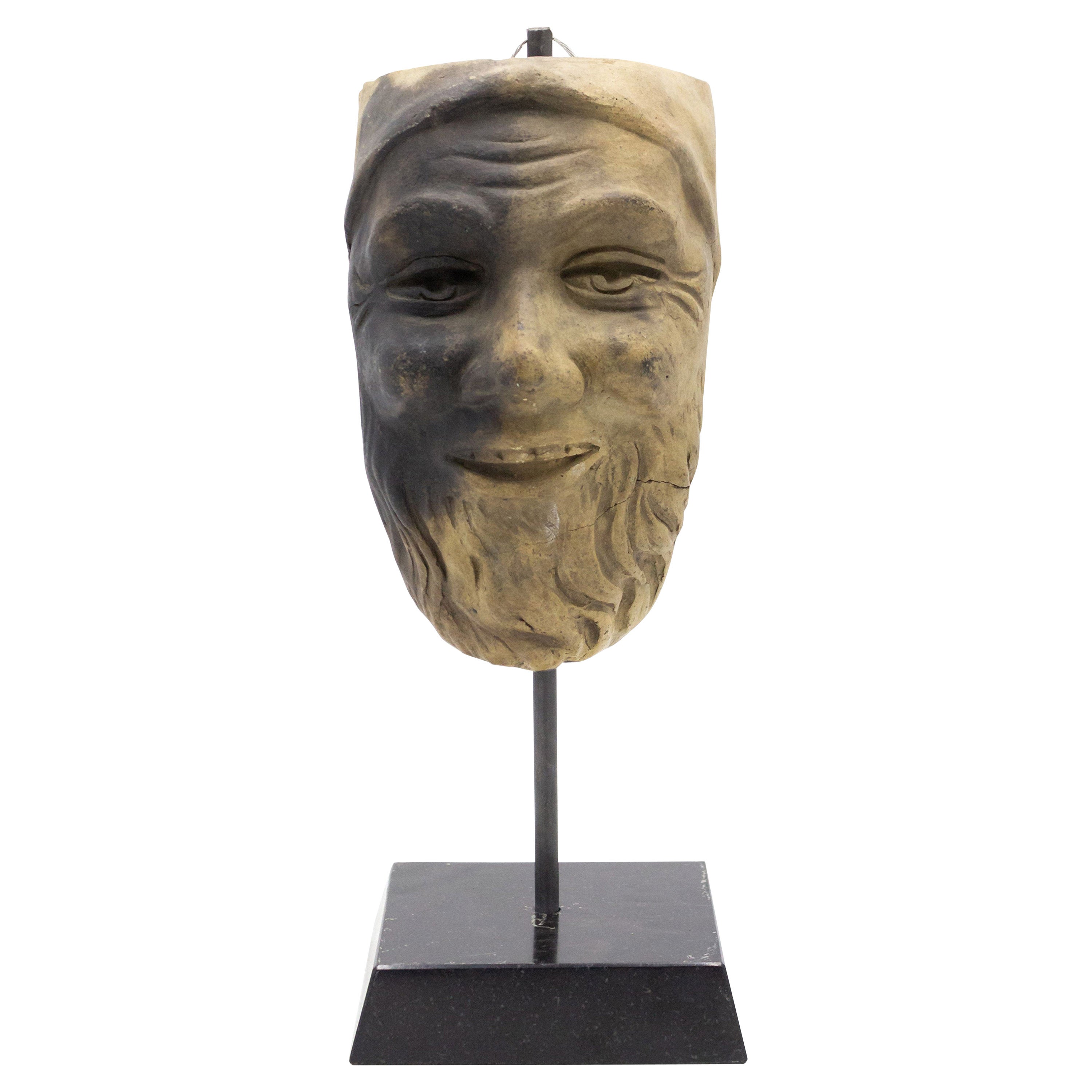 Continental German Terra-Cotta Mask For Sale