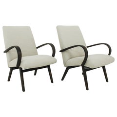 Mid-Century Czech Upholstered Lounge Chairs, a Pair