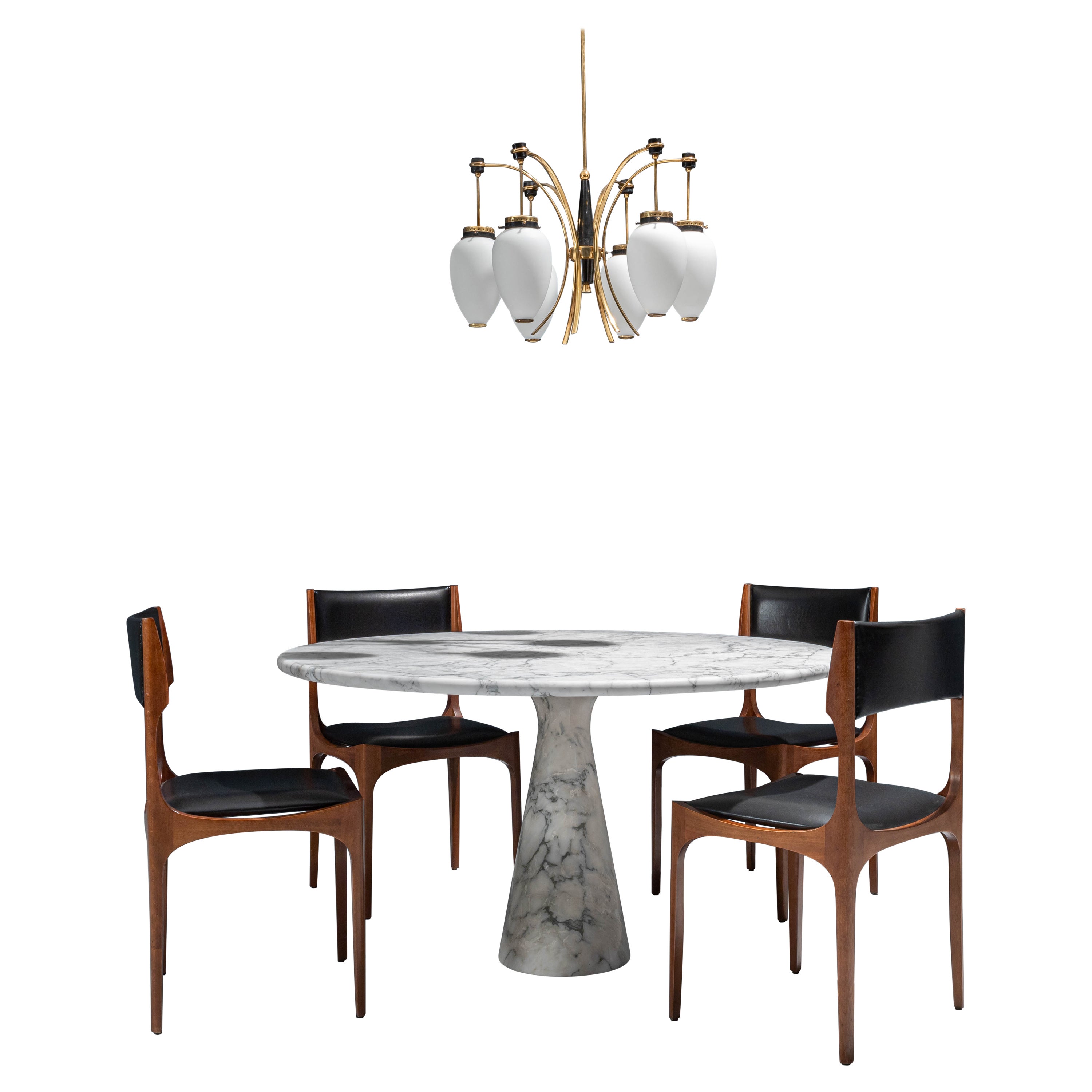 Mangiarotti Dining Room Set with Gibelli Chairs and Stilnovo Lamp, Italy
