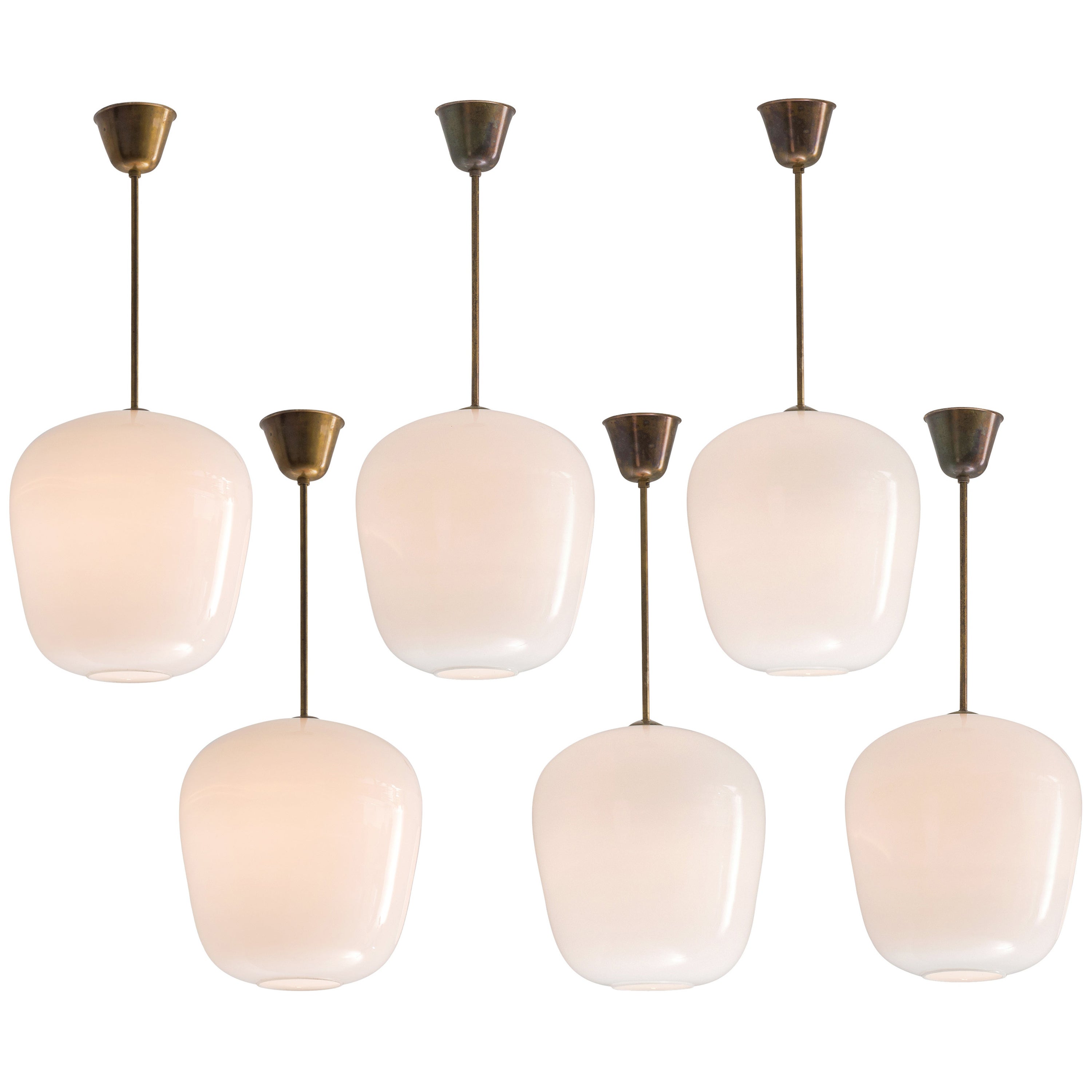 Pendants in Brass and Opaline Glass