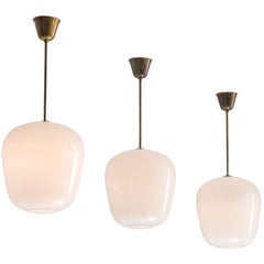 Pendants in Brass and Opaline Glass