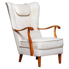 1950's Scandinavian Wingback Lounge Chair by Wilhelm Knoll Malmö Sweden