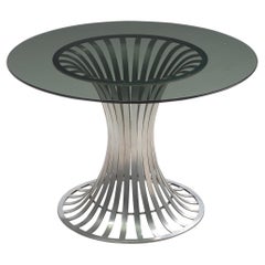 Herbert Saiger for Woodard Round Dining Table in Aluminum and Glass