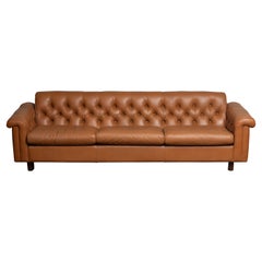 1970's Sofa by Karl Erik Ekselius for JOC Design in Camel Color Tufted Leather