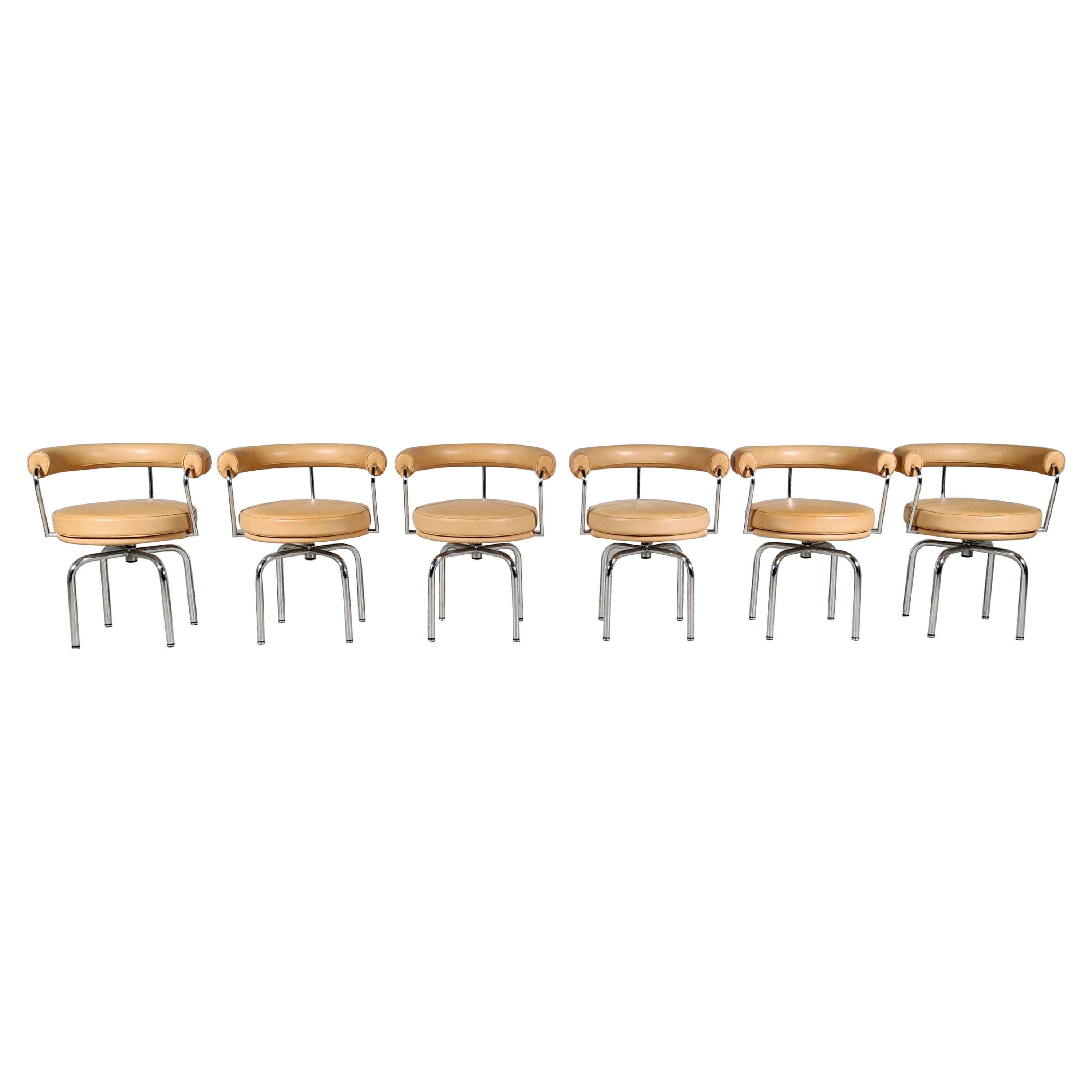 Set of 6 Lc7 Swivel Chairs by Charlotte Perriand for Cassina, 1990s