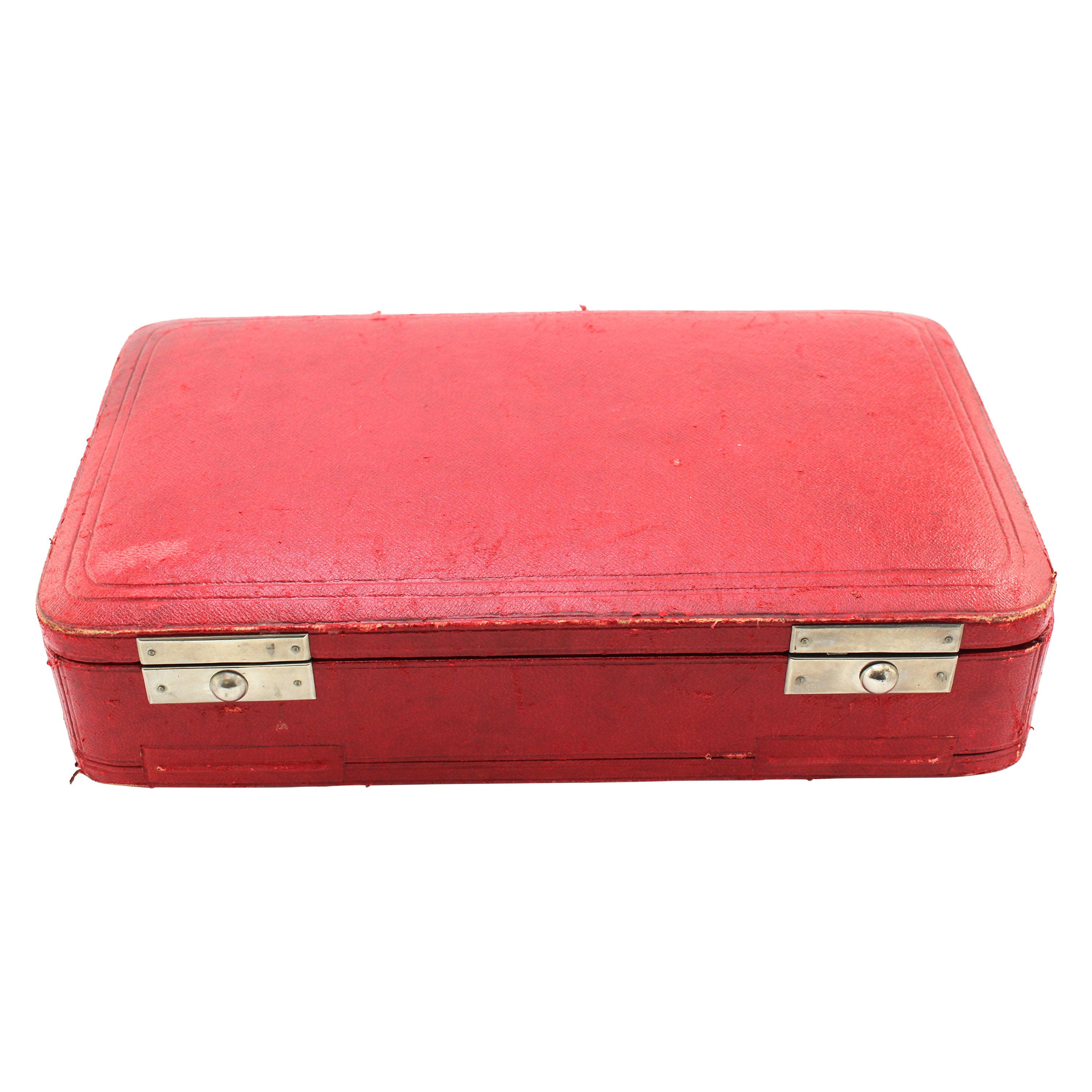 Antique Leather Storage Box with Blue Velvet Interior, Circa 1900