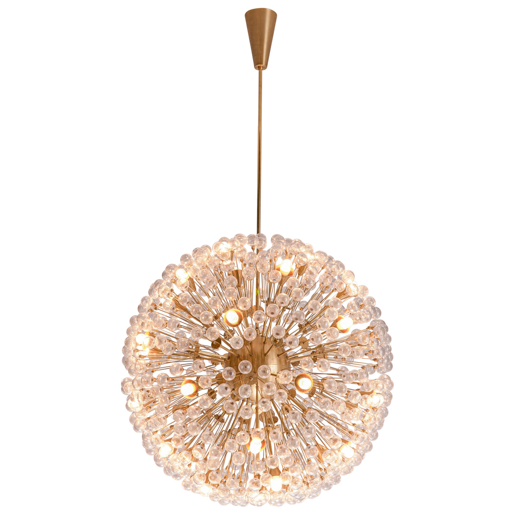 Large 'Sputnik' Chandeliers in Brass and Glass 47in./120cm