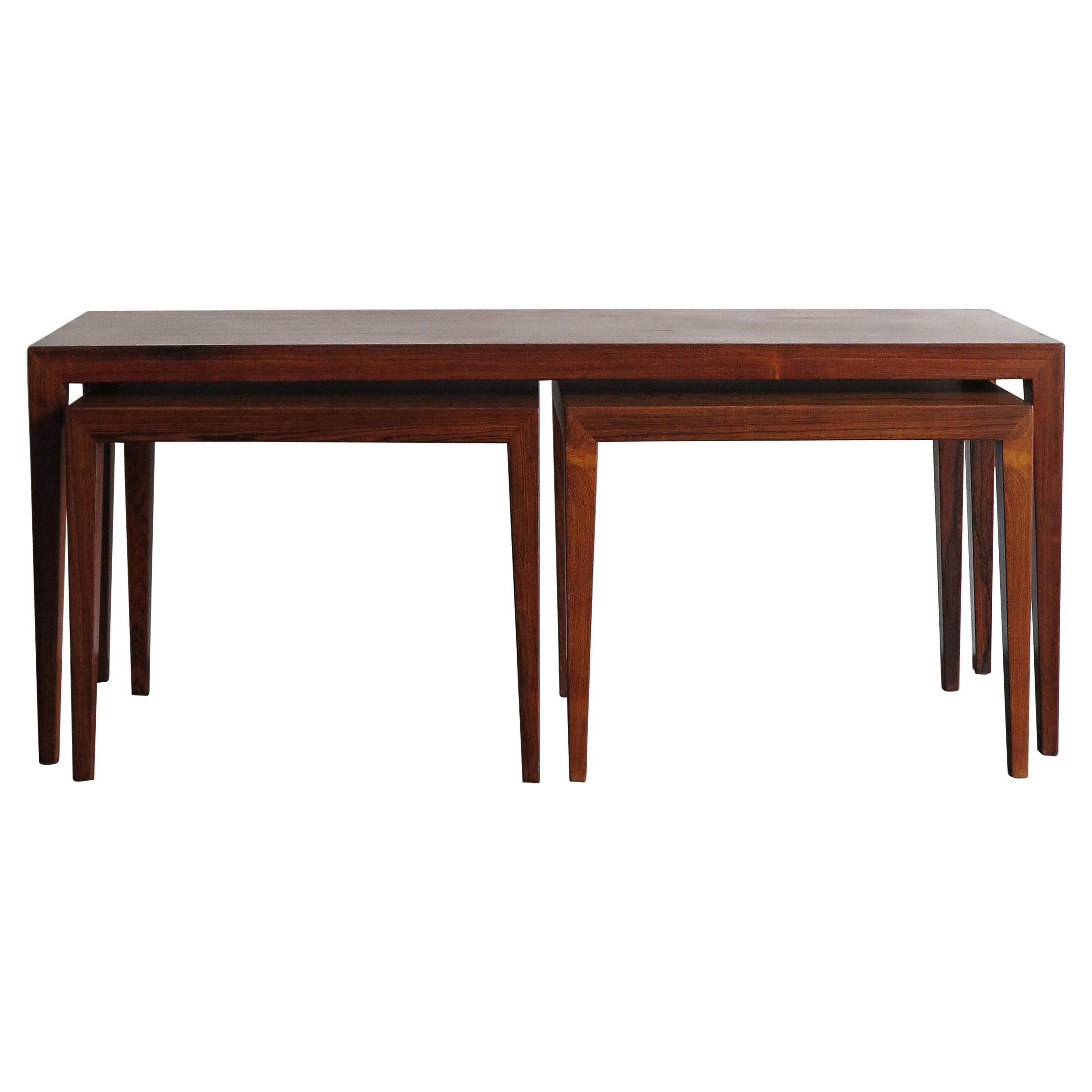 Severin Hansen Scandinavian Midcentury Dark Wood Nesting Tables Set, 1960s