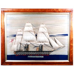 British Sailor's Large Woolwork Woolie of HMS Victoria with Trapunto Sails