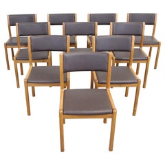 Vintage Set of 10 Danish Modern JL Moeller Teak Side Dining Chairs